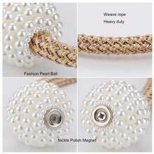 2/4 piezas de abrazaderas magnéticas para cortinas con perlas, sujeciones para cortinas, hebillas de sujeción con bola colgante, accesorios decorativos para cortinas. - Beige - Ver 11