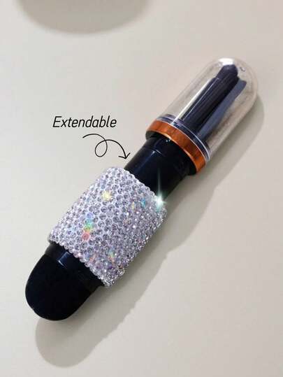 Luxury Sparkling Rhinestone Makeup Brush Set, Eyeshadow Contour Powder Brushes With Protective Cover, Soft Bristles Face Makeup Brushes, Elegant Gift