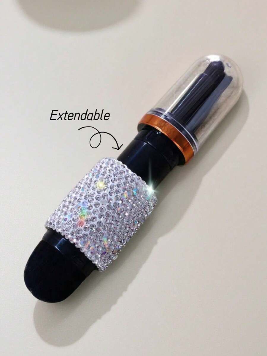 Luxury Sparkling Rhinestone Makeup Brush Set, Eyeshadow Contour Powder Brushes With Protective Cover, Soft Bristles Face Makeup Brushes, Elegant Gift