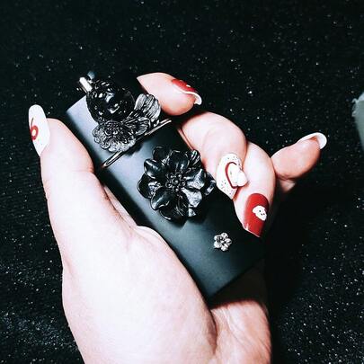 Cenicero portátil gótico hecho a mano, diseño 3D de ángel y flor, cenicero compacto para exteriores y viajes, accesorio, regalo para el Día de la Madre/Cumpleaños/Festividades