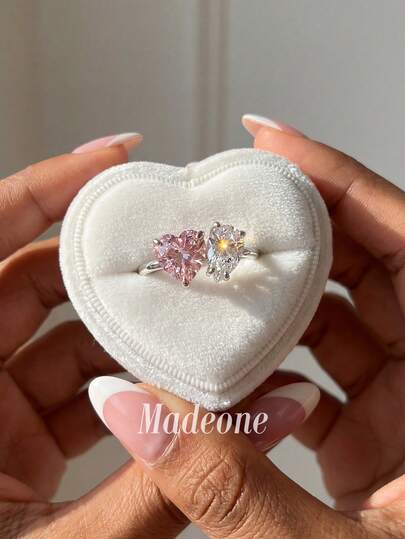 Stylever 1 pieza Anillo colgante con forma de corazón de plata de ley 925, adecuado para uso diario de mujeres, también puede ser accesorio para fiestas, anillo de alta calidad para damas, regalo de joyería exquisita