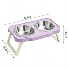 Stainless Steel & Plastic Pet Bowls With Stand, Dual Bowl Design Suitable For Small Dogs And Cats - Stainless Steel Double Bowl - View 11