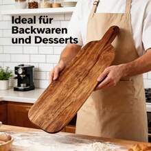 1块木质砧板，家用肉类砧板，奶酪和熟食砧板，可水洗水果砧板，厨房用具 - 棕色 - 查看 2