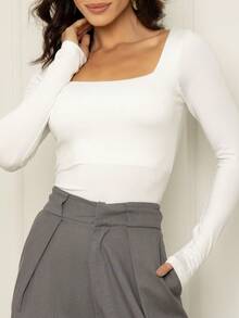 Kit 2 Blouse Long Sleeve Elegant Low-Cut Cold Second Skin - Trắng và Nâu - Xem 6