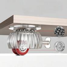 4件套带锁旋转脚轮，自粘式家具轮，360°静音旋转 - 镜面金属承重轮 - 无需钻孔即可轻松移动沙发和橱柜 - 多色 - 查看 5