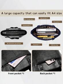 NEWHEY Tote Bag Business Bag For Men Large Capacity Handbag Shoulder Bag 13-Inch PC Compatible Water-Repellent With Zipper Commuting Business Trip Travel - Multicolor - View 3