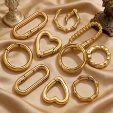 1 Móc khóa lò xo hình trái tim, tròn hoặc bầu dục, mạ vàng 18K bằng thép không gỉ, dùng để nối móc chìa khóa, dây chuyền, vòng tay, phụ kiện làm đồ trang sức DIY. - cái nút - Xem 9