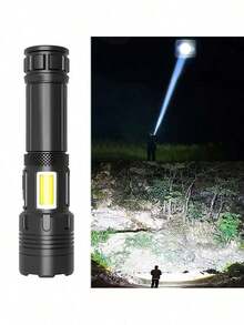 Ultra Bright Rechargeable LED Flashlight, 5 Lighting Modes, With Lithium Battery For Ultra Long Battery Life, Type-C Battery Charging, Very Suitable For Camping, Emergency Situations, Hunting, Hunting, Rechargeable Flashlight - Black - View 10