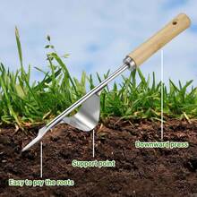 1pc Manual Weeding Tool, Handheld Weeder With Wooden Handle, Stainless Steel Deep Root Weeding Tool For Patio, Lawn, Garden And Yard - 1 Piece - View 5