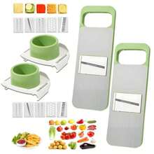 2 pcs Juego de rallador de verduras multifuncional y rebanador de mandolina: cuchilla de acero inoxidable para cortar y moler manualmente con protector de , un elemento esencial de cocina para preparar verduras, frutas, queso y otros ingredientes. - Verde - Ver 9