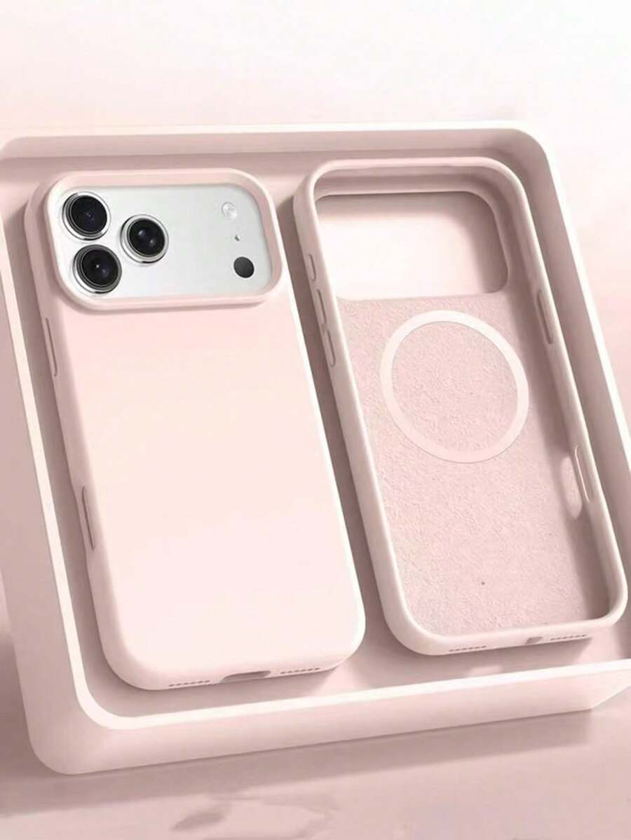 1个极简液态硅胶磁吸无线充电保护壳，兼容 17 Air、16、14、13、12、15 Pro Max Plus，天鹅绒质感 - 淺粉色 - 查看 1