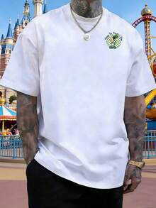 Disney Men's St Patricks Day T-Shirt With Mickey Mouse, Donald Duck, Goofy, And Clover Prints. Lucky Round Neck Short-Sleeved Men's Top, Comfortable, Breathable, And Skin-Friendly Pure Cotton, Suitable For Holiday Outings, Vacations, And Everyday Commuting. - White - View 2