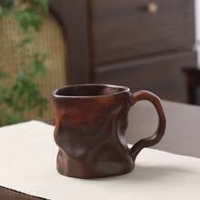 1pc Handmade Irregular Ceramic Mug, Gradient Glaze Creative Home Coffee Cup, Personalized Drinkware - Multicolor - View 6