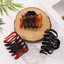 3 Paquetes/1 Paquete, Pasador de cabello de bandeja para mujer, Material de PC, Resistente a la caída, Garra grande, Adecuado para volumen de cabello, Diario, Hogar, Accesorios para el cabello tipo garra, Pinzas de moda, Pinzas de cabello elegantes, Pinzas para el cabello de mujer - Multicolor - Ver 4