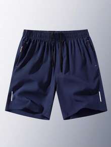 1pc Men's Lightweight Quick-Dry Elastic Sports Shorts For Fitness, Running, Workout, Spring/Summer - Navy Blue - View 3