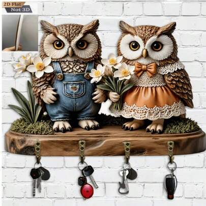 2D Flat, 1pc, Nativity Wooden Multi-Function Home Key Hanger (11.8"X9"), With Four Metal Hooks, Wall Decoration, Porch Decoration, Room Decoration, Villa Decoration, Four Seasons Home Decoration. 2D Flat, 2D Flat