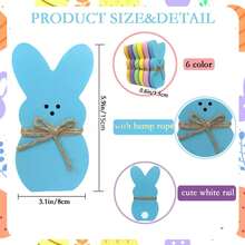 6-Piece Easter Wooden Rabbit Ornaments With Jute Rope Home Decor Holiday Props Decorative Rabbit Ornaments Wooden Crafts Wooden Rabbit Decor Festive Atmosphere Crafts Wooden Rabbit Celebrations Happy Easter Party Table Centerpiece Decor - Easter Bunny - View 2