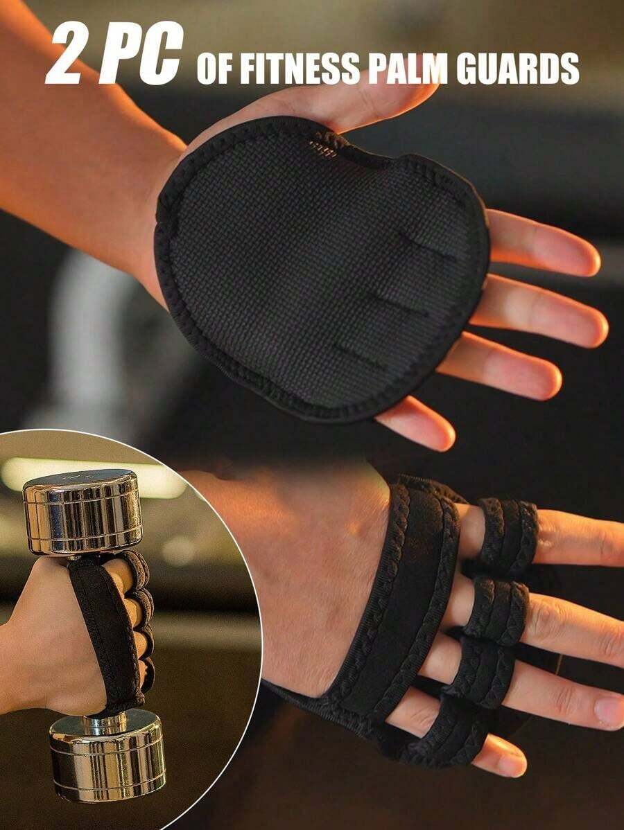 2pcs Weight Lifting Hand Protector, Gym Textured Grip Pad Dumbbell Exercise Gloves Alternative, Anti-Slip Anti-Abrasion Workout Grip Pad For Weightlifting, Fitness, Strength Training, Gym Handle Grip Mat Gym Accessories - Black - View 1