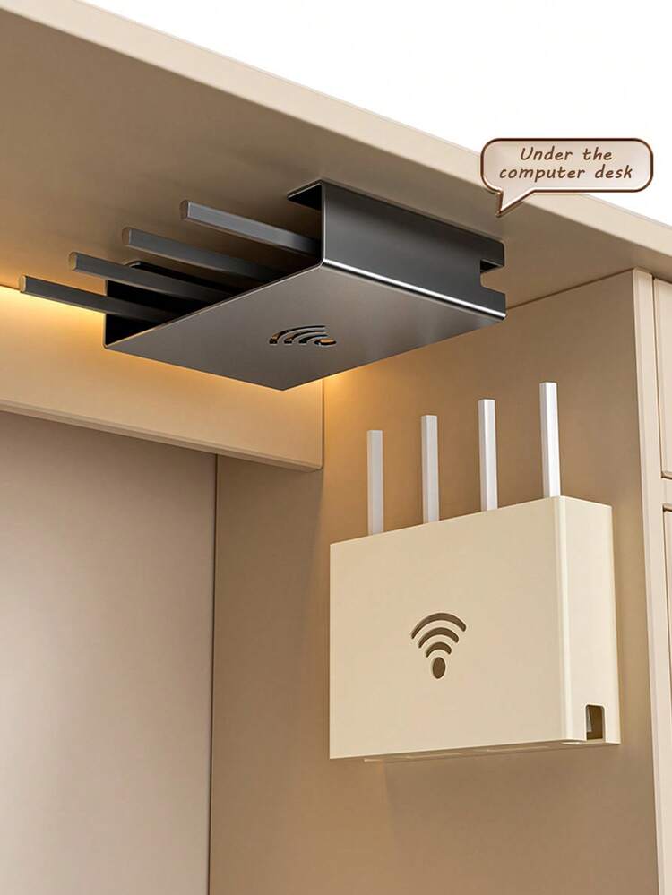 A Wall-Mounted Router Storage Box That Requires No Drilling, A Wireless Cover For Wall Installation, And A Shelf For Placing The TV Box And Wifi - A - View 9