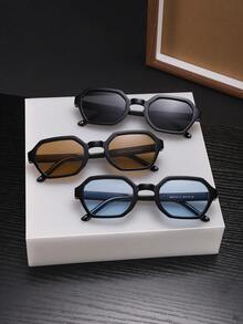 3 PCS Men's Geometric Shape Fashion Glasses Black Polycarbonate Frame Lightweight Snug Fit Casual Style Suitable For Daily Commute With Glasses Box - Multicolor - View 3