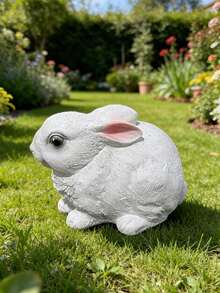 White Rabbit Resin Garden Statues Perfect For Spring Decor, Fairy Garden Displays Or As Heartwarming Gifts - 1pc - View 10