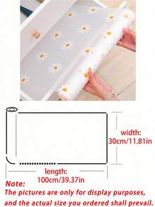 1/2 Roll Daisy Pattern Kitchen Cabinet Shelf Liner, Non-Adhesive Drawer Mat, Non-Slip Refrigerator Pad, Waterproof EVA Fridge Liner, Cabinet Mat, Easy Placemat - Multicolor - View 3