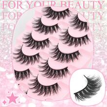 7 Pairs False Eyelashes Wispy Lashes Natural Look Fake Eyelashes Mink Criss Cross Fluffy Strip False Lashes Pack Strip Lashes - Black - View 3
