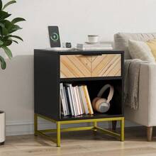Nightstands - Black+Natural + MDF - View 12