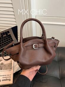 Bolso de mujer estilo coreano Ins, nueva bolsa de mano minimalista de nicho, bolso de hombro y cruzado casual de gran capacidad y versátil - Café - Ver 7