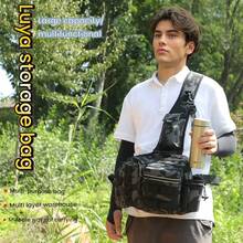 Bolsa de pesca de hombro de camuflaje de gran capacidad, mochila de pecho duradera, adecuada para pesca y senderismo al aire libre, multifuncional, hecha de material duradero - Multicolor - Ver 3