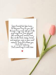 1 pieza "Algunos amigos se sienten como en casa" Elegante tarjeta de con sobre - Diseño de caligrafía y corazón, ideal para cumpleaños, agradecimiento y mejórate, perfecta para mujeres, hombres, colegas y maestros, página interior en blanco - Ver 7