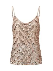 Womens Gold Sequin Camisole Sleeveless Spaghetti Strap Scoop Neck  Pattern Tank Tops - Gold - View 7