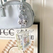 SNOOPY 1个史努比伸缩钥匙扣滑动保护套透明动漫卡套学生可爱防丢校园卡水卡袋保护套，高颜值学生卡套女生节礼物白色情人节礼物日韩开学礼物，治愈系列身份证卡套开斋节礼物东南亚节日礼物[随机款式] - 彩色 - 查看 3