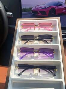 4 pares de gafas de moda sin marco rectangular para mujer - Multicolor - Ver 3