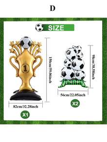 3pcs Giant Champion Trophy Balloons World Cup Soccer Balloons Soccer Party Decorations World Cup Decor Soccer League Champions Trophy Decor Sports Football Ball Fans Birthday Party Decoration Supplies, Baby Shower - Multicolor - View 15
