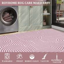 1Pcs Room Decor Modern Rainbow Stripe Geometric Pink Rug For Living Room Bedroom Runner For Hallway Non-Slip Machine-Washable Floor Mat Foldable & Durable Home Decor Abstract Area Rug For Dining Room Dorm - Hồng - Xem 5
