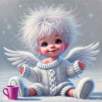 新品热销5D DIY钻石画套装 - 小天使，全圆钻马赛克艺术品（不含画框），创意家居办公墙面装饰