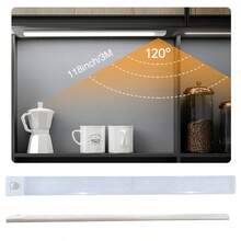 2 piezas Luz nocturna LED plateada ultra delgada de 10/20/30/40 cm, luz de gabinete, luz de armario con sensor, luz de cocina recargable por USB, regalo para boda y graduación - Plata - 2 piezas - Ver 7
