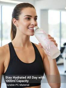 1pc 1000ml Matte Water Bottle, Original Butterfly Print Stainless Steel Leak-Proof Sports Cap, Fitness Essential, Fashionable Home & Kitchen Item, New Year, Valentine's Day, Mother's Day, Father's Day, Summer, Back To School Gift - Multicolor - View 6