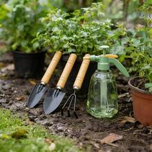 Complete Gardening Kit: 3 Ergonomic Heavy-Duty Metal Tools + 1 Transparent Watering Can, Suitable For Home Gardens, Lawn Care And Succulent Plant Maintenance - Four-piece Set - View 7