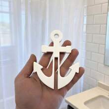Móc treo phòng tắm hình mỏ neo không cần khoan, in 3D màu đen/trắng, phù hợp với cửa kính 6mm, giá treo khăn, móc trang trí gắn tường nhà bếp sáng tạo để treo khăn, phụ kiện phòng tắm. - Nhiều màu - Xem 5