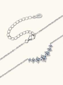 XUJIA 1pc Women's S925 Sterling Silver Smiling Diamond Necklace, 6.5mm, 5mm, 4mm And 3mm Moissanite Diamond Necklace, Exquisite Sparkling Bridal Wedding Jewelry Gift - NMO-058 - View 4