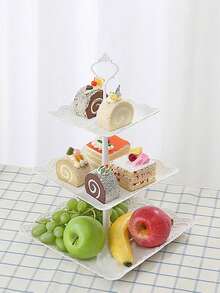 Three Layer White Cake Rack, Cookie Tray, And Cupcake Tower, Suitable For Weddings, Graduation Parties, And Other Occasions/Festivals/Gatherings/Cake Decoration/Cupcake Rack/Room Decoration/Spring Decoration/Home Decoration/Spring Home Decoration/Kitchen Accessories - View 6
