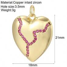 1pc Minimalist Copper Cross & Heart Shaped DIY Jewelry Pendant, Versatile Handmade Accessory - Multicolor - View 35