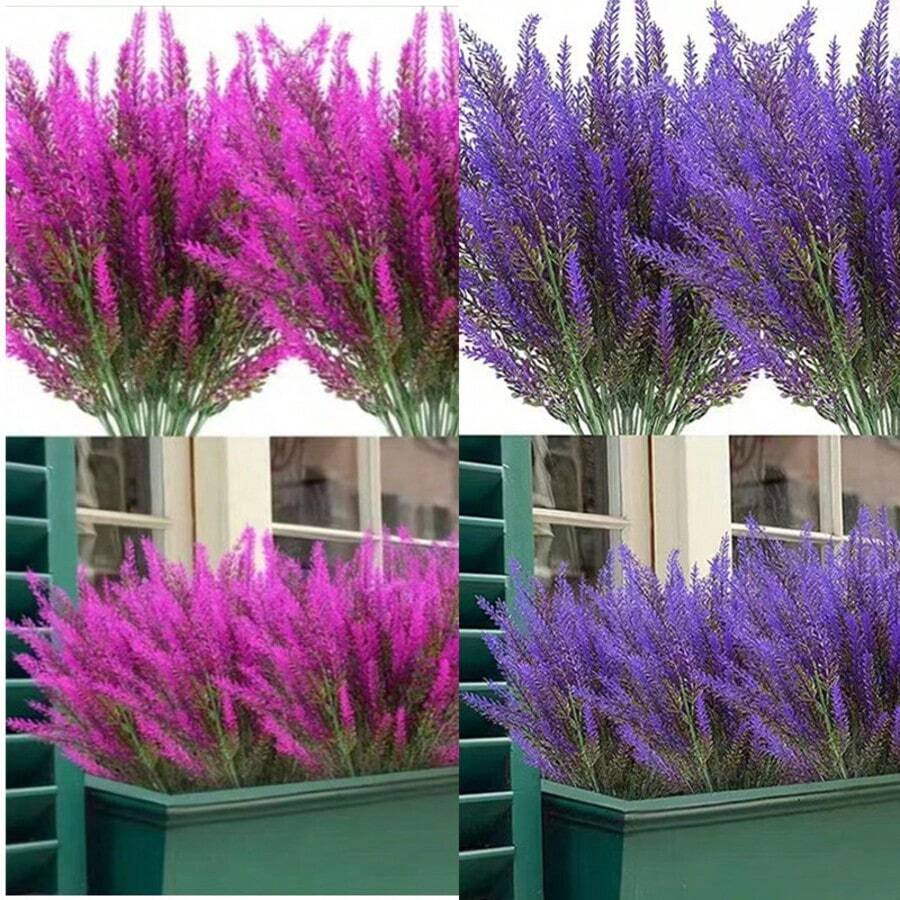 10束人造圣诞装饰品，抗紫外线仿真绿植，适用于户外，高品质抗氧化波士顿蕨，触感逼真，可用于家居装饰、厨房/房间装饰、墙面装饰、室内外悬挂式花盆、春夏花园庭院装饰、万圣节装饰、人造花卉、母亲节装饰、节日装饰、情人节装饰。 - 彩色 - 查看 1