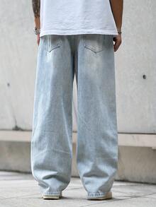男士休闲宽松浅蓝色牛仔裤 - 淺藍色 - 查看 2