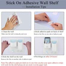 Euuztu Bedside Shelf Organizer,Stick On Adhesive Wall Mounted Floating Shelf Holder Phone,Headset,Reading Glasses,Remote Control - Good Home,Dorm,Bedroom,Office (Vertical Type/White) - 橫版/白色 - 查看 3