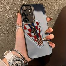 [Expédition locale 24 heures] Étui de téléphone avec motif de l'équipe nationale croate C pour Apple 17" 22-26 Galaxy 13-15 ULTRA 1P, convient pour Galaxy S25 Ultra | S24 Plus | S23 FE | S21 Pro | S22 | S20+ | A03S | A05S | A14 | A31 | A53 | A34 | A10 | A04E | M04 | A33 | A35 | A55 | A72 | A71 | A70 | A22 | A16 | A06 | A20S | A54 et autres téléphones, anti-salissures | mode | , matériau IMD argent - Noir - Voir 1