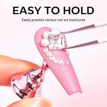 1 Set Magnetic Fake Nail Display Stand, Practice Artificial Nail Holder With Double-Sided Adhesive, Suitable For Home DIY Beginners And Nail Salons - Multicolor - View 2