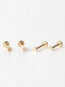 925 Sterling Silver Minimalist Geometric Round Nose Ring/Stud, Flat Bottom Nose Piercing Accessory - Single - View 4